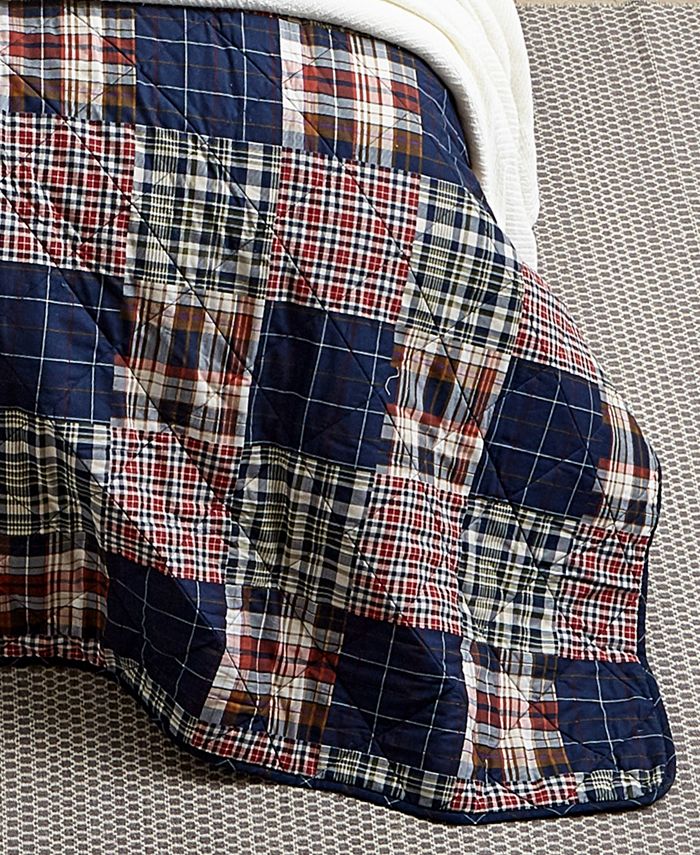 Eddie Bauer Madrona Plaid Blue Reversible 3Piece Full/Queen Quilt Set