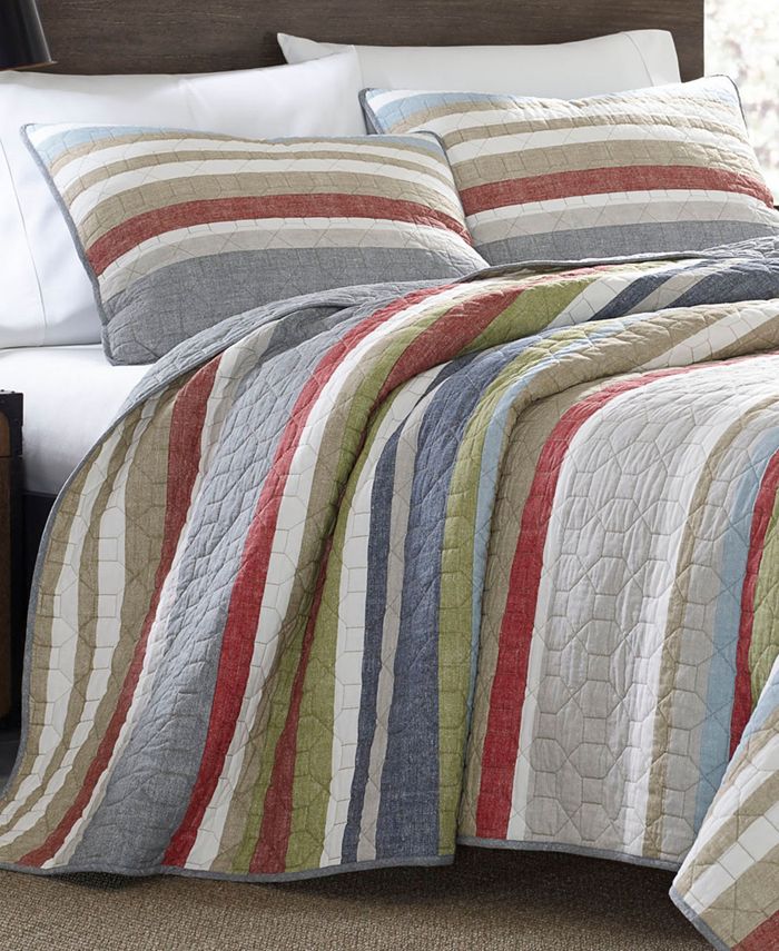 Eddie Bauer Salmon Ladder Stripe Reversible 3 Piece Quilt Set, Full/Queen & Reviews Quilts