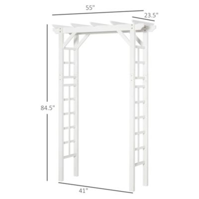 7' Wood Steel Outdoor Garden Arched Trellis Arbor w/ Fir Wood,