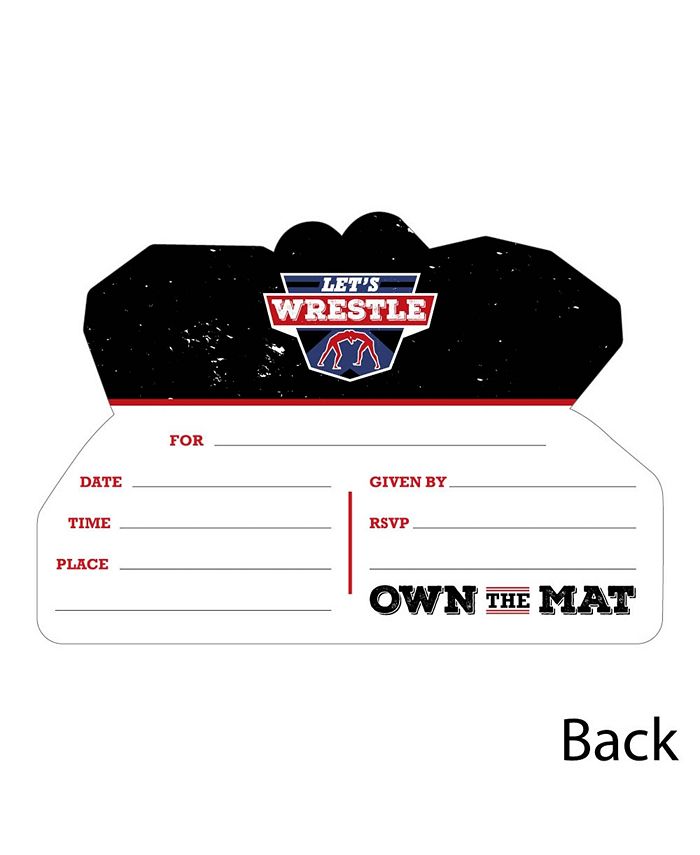 Big Dot of Happiness Own the Mat - Wrestling - Shaped Fill-in Invites ...