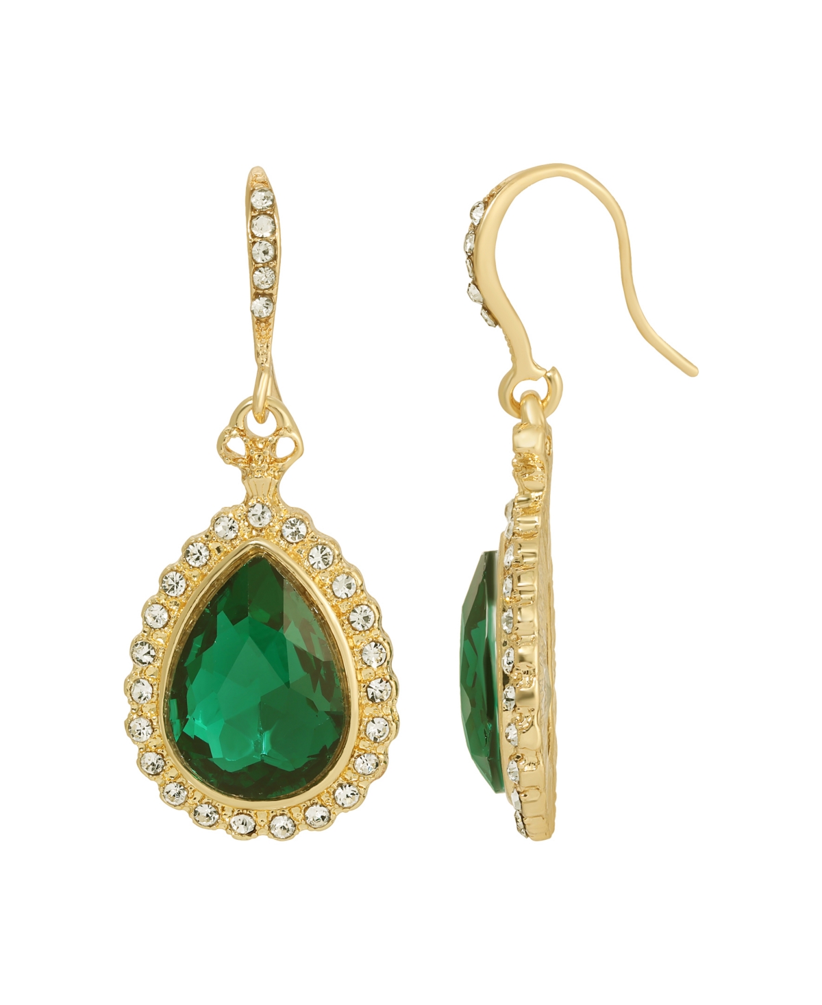 Gold-Tone Teardrop Earrings - Green