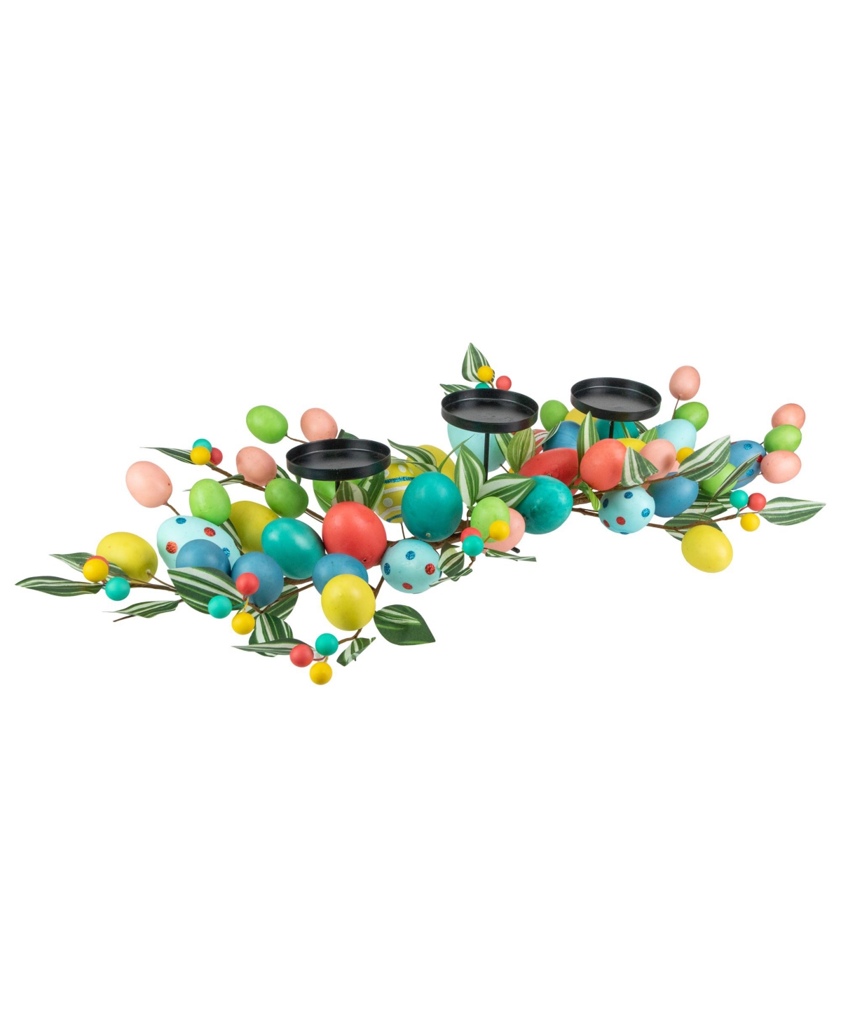 Colorful Easter Egg Pillar Candle Holder Centerpiece, - Multi-Colored