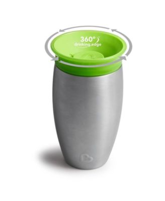 Munchkin Stainless Steel 360 Sippy Cup with 3 piece Sipper and Straw Lid, Green