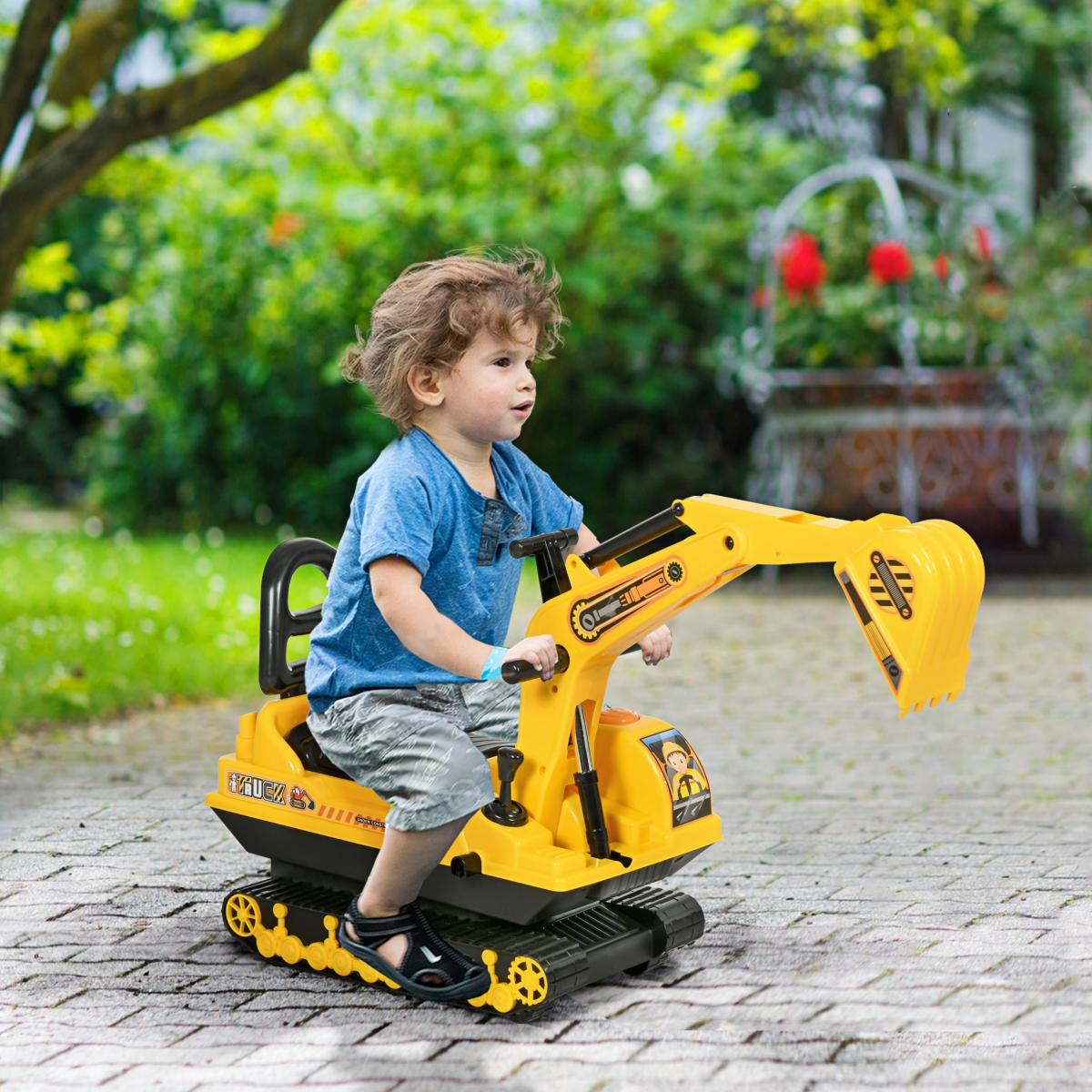 Homcom Ride On Excavator Tractors Digger Movable Walker Construction Truck