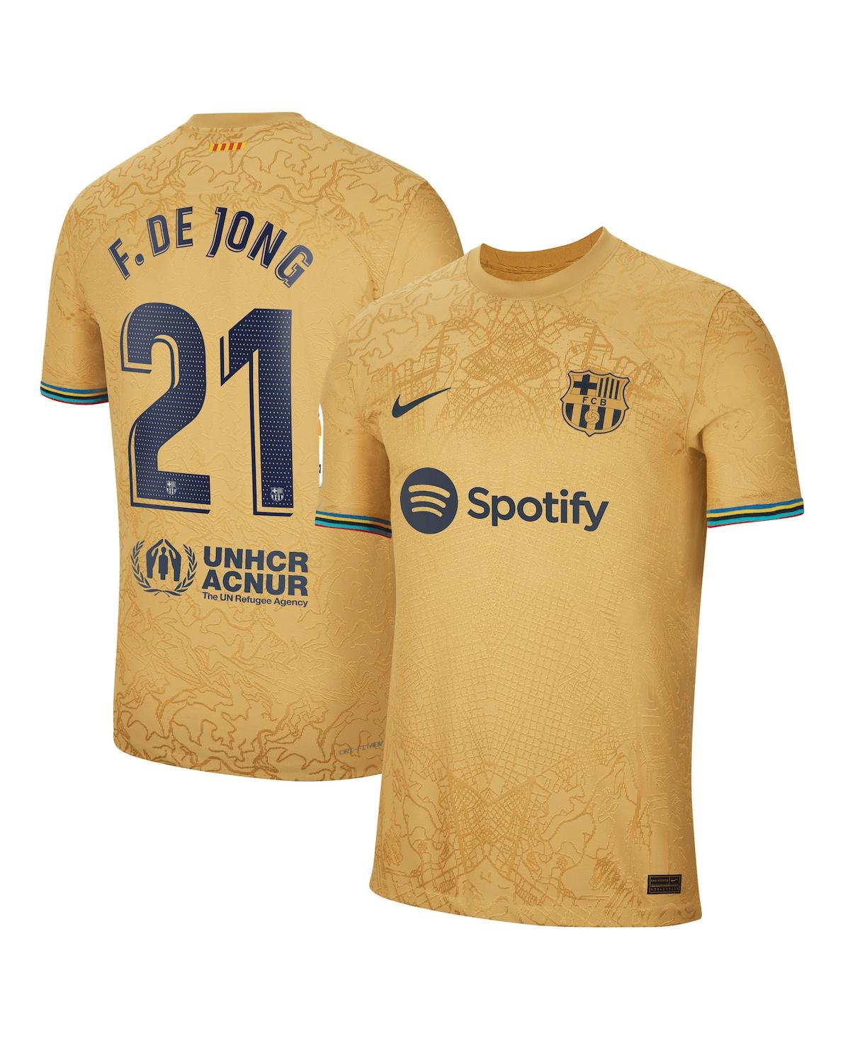 Men's Nike Frenkie de Jong Yellow Barcelona 2022/23 Away Authentic Player Jersey