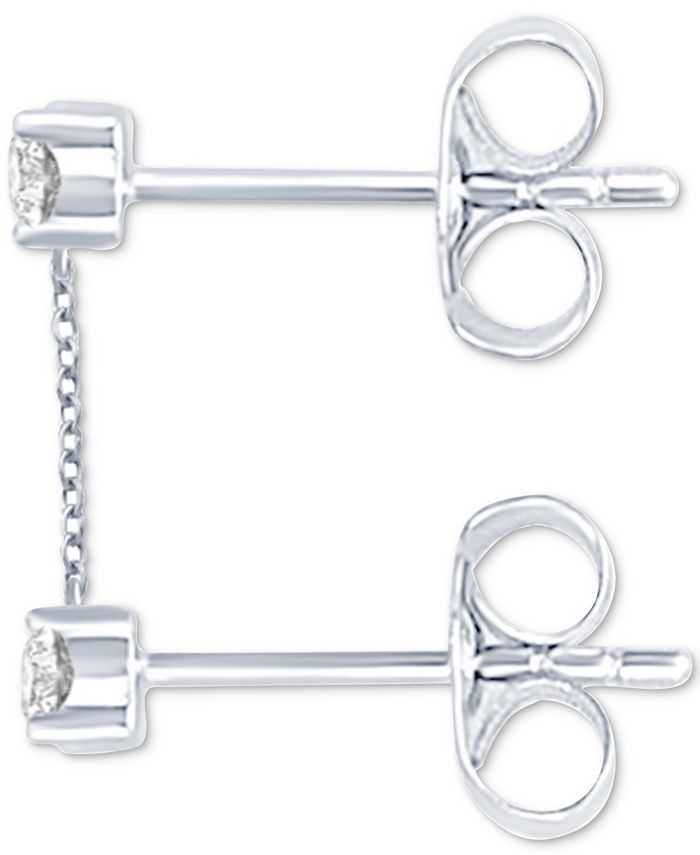 Macy's Diamond Double Piercing Chained Earring (1/6 ct. t.w.) in 14k
