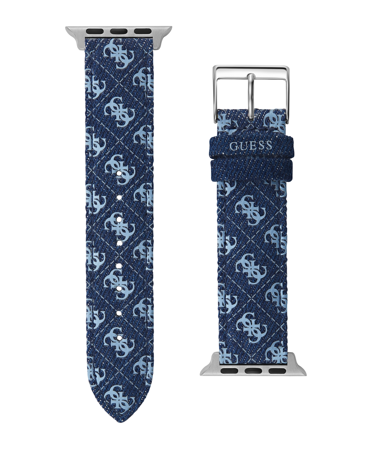 Women's Denim Logo Leather 42mm, 43mm ,44mm Apple Watch Band - Blue