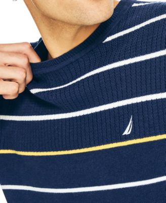 Pull Homme Nautica à Rayures Noir Taille M - 100% Authentique, Coton, Occasion Très Bon état