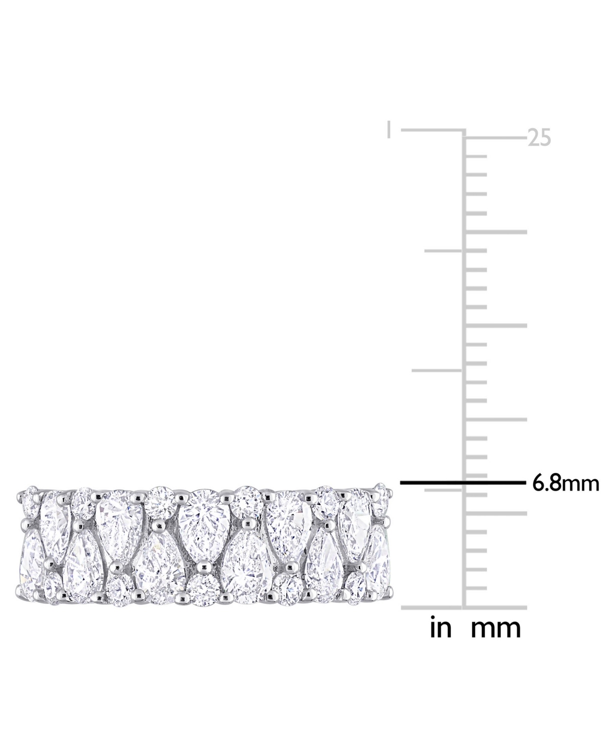 Diamond Pear & Round Semi-Eternity Cluster Ring (2 ct. t.w.) in 14k- White Gold