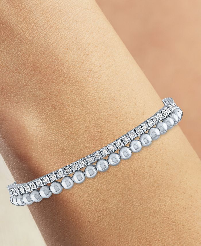 Macy's 2Pc. Diamond & Polished Bead Link Bracelets (1/4 ct. t.w.) in