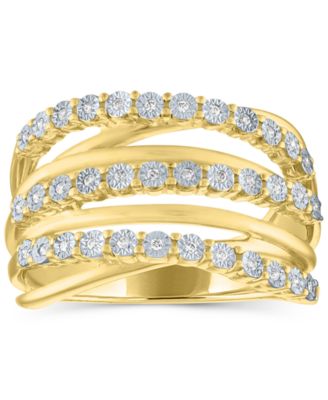 Macy's - Diamond Multirow Crossover Statement Ring (1/10 ct. t.w.)