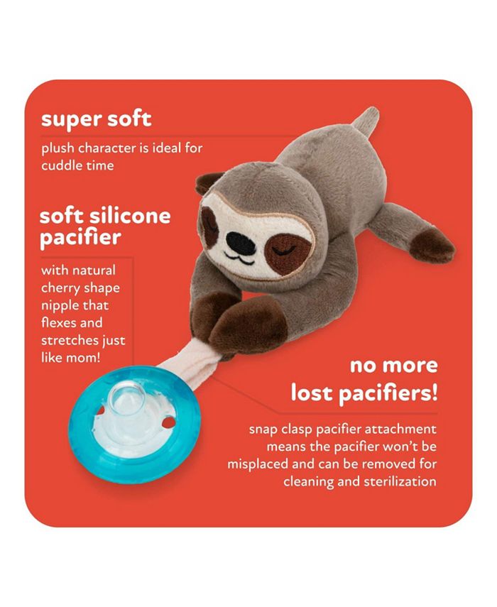 Nuby Calming Natural Flex Snuggleez Pacifier with Plush Animal, Sloth