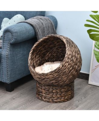 23.5" Water Hyacinth Elevated Cat Kitten Bed Condo Pod Pet House Tree