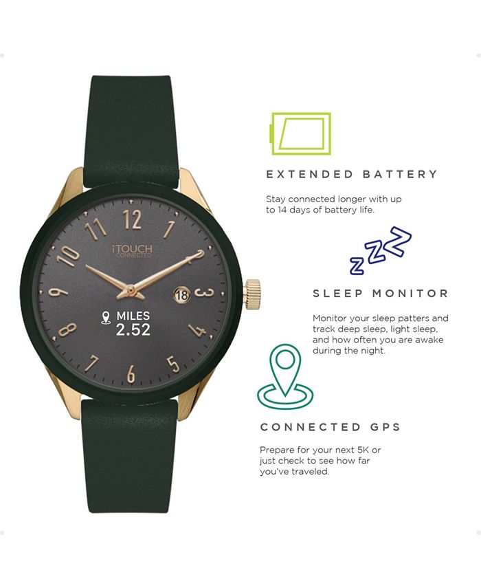 iTouch Connected Unisex Olive Silicone Strap Smart Watch 38mm Macy