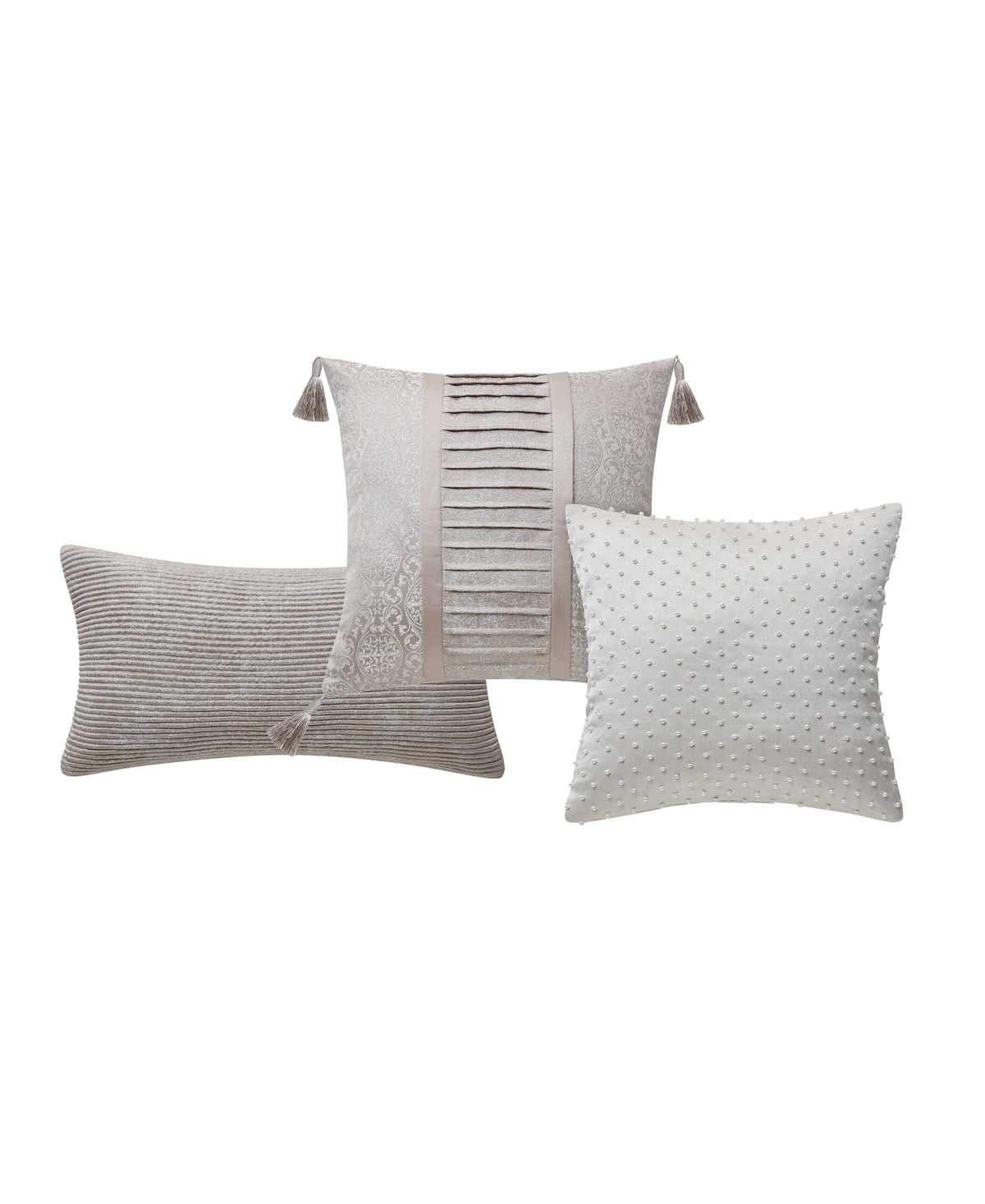 Waterford Cambrie Textured Reversible 3 Piece Decorative Pillow Set Bedding In Taupe