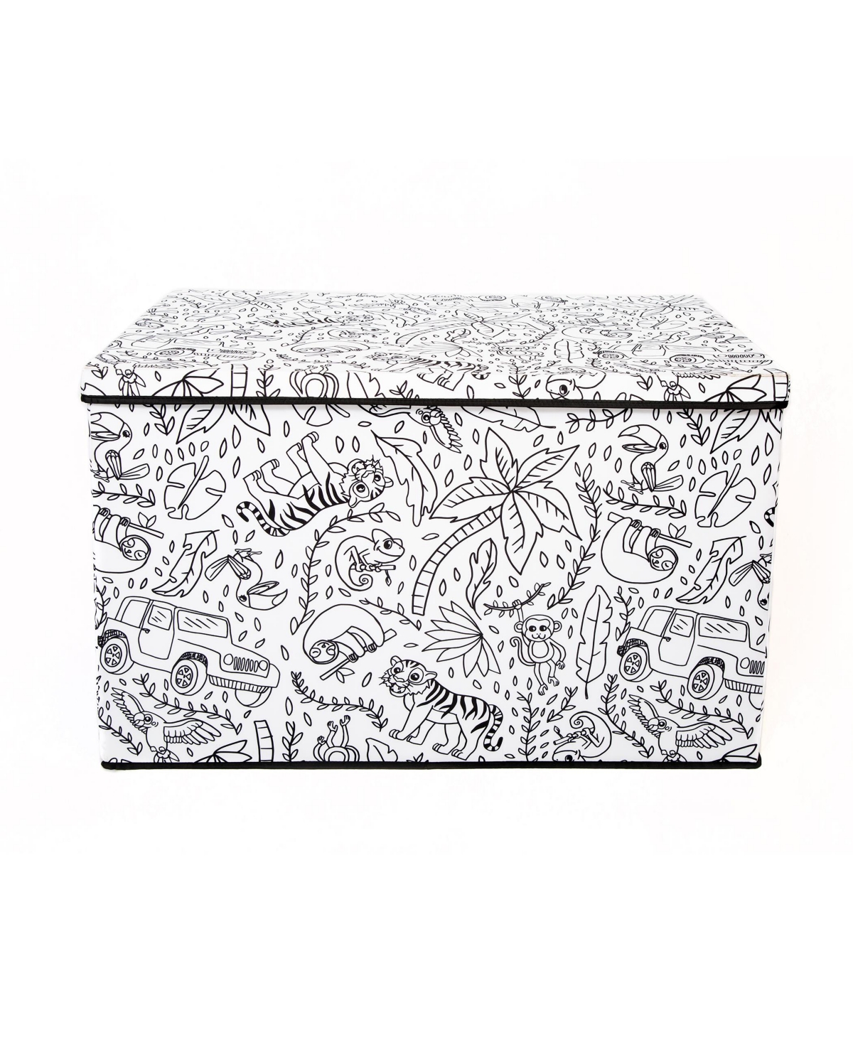 Shop Baum Kid's Coloring Jungle Print Large Lidded Trunk With Removable Divider And 4 Washable Markers Set