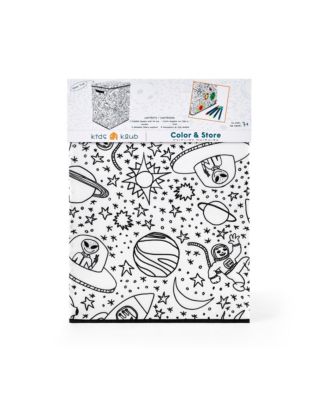 Kid&#39;s Coloring Space Print Hamper with Lid and 4 Washable Markers Set
