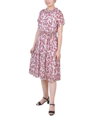 Petite Short Sleeve Smocked Waist Dress