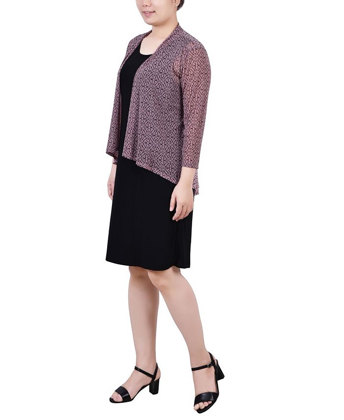 NY Collection Petite Cardigan and Dress Set, 2 Piece - Macy's