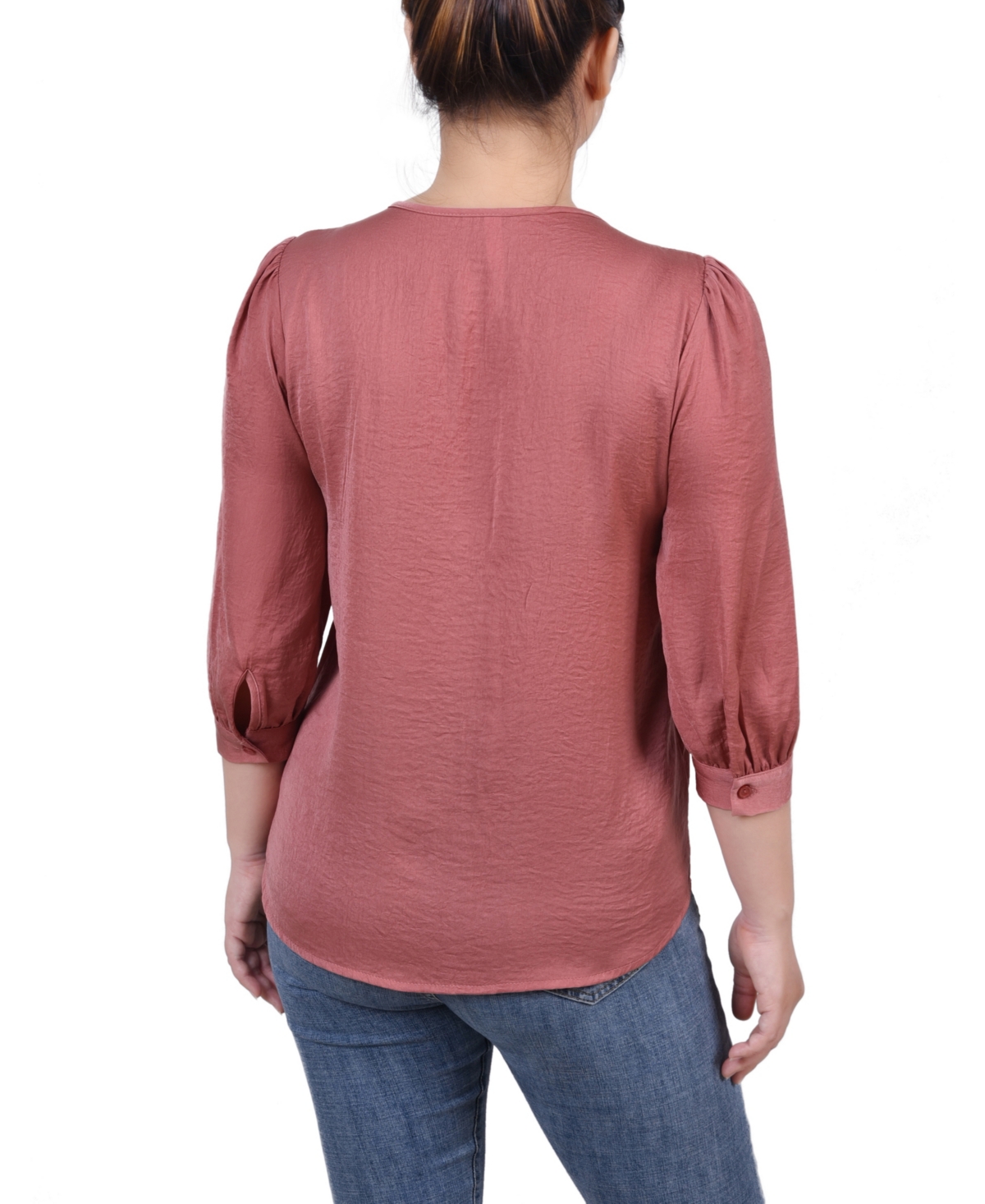 Ny Collection Petite Elbow Sleeve Satin Blouse