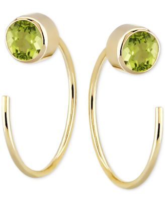 Garnet Bezel Threader Earrings (5/8 ct. t.w.) in 14k Gold (Also in Sky Blue Topaz, Cubic Zirconia, Smoky Quartz, & Peridot)