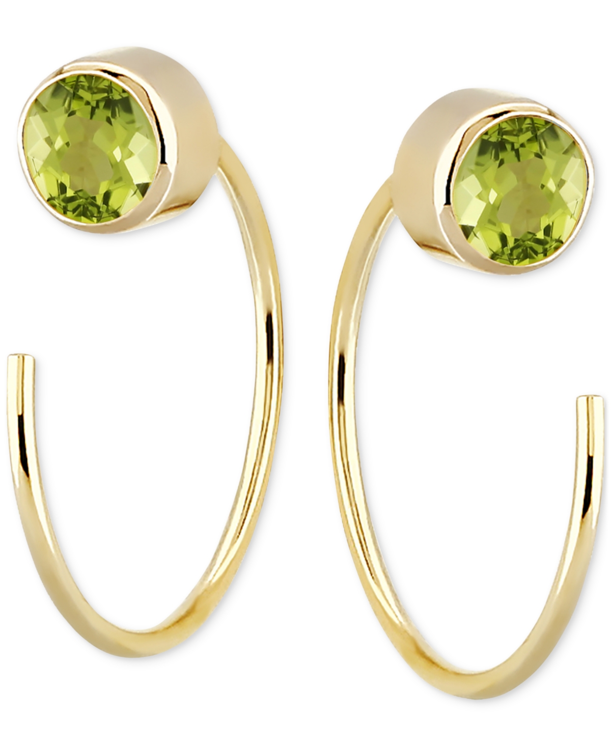 Garnet Bezel Threader Earrings (5/8 ct. t.w.) in 14k Gold (Also in Sky Blue Topaz, Cubic Zirconia, Smoky Quartz, & - Peridot