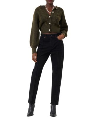 French Connection - Women's Lissie Cable-Knit Button-Front Cropped Cardigan Sweater