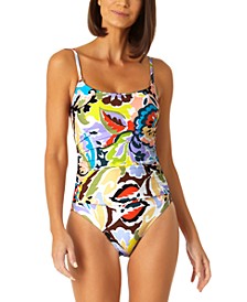 Women's Printed Ruched One-Piece Swimsuit