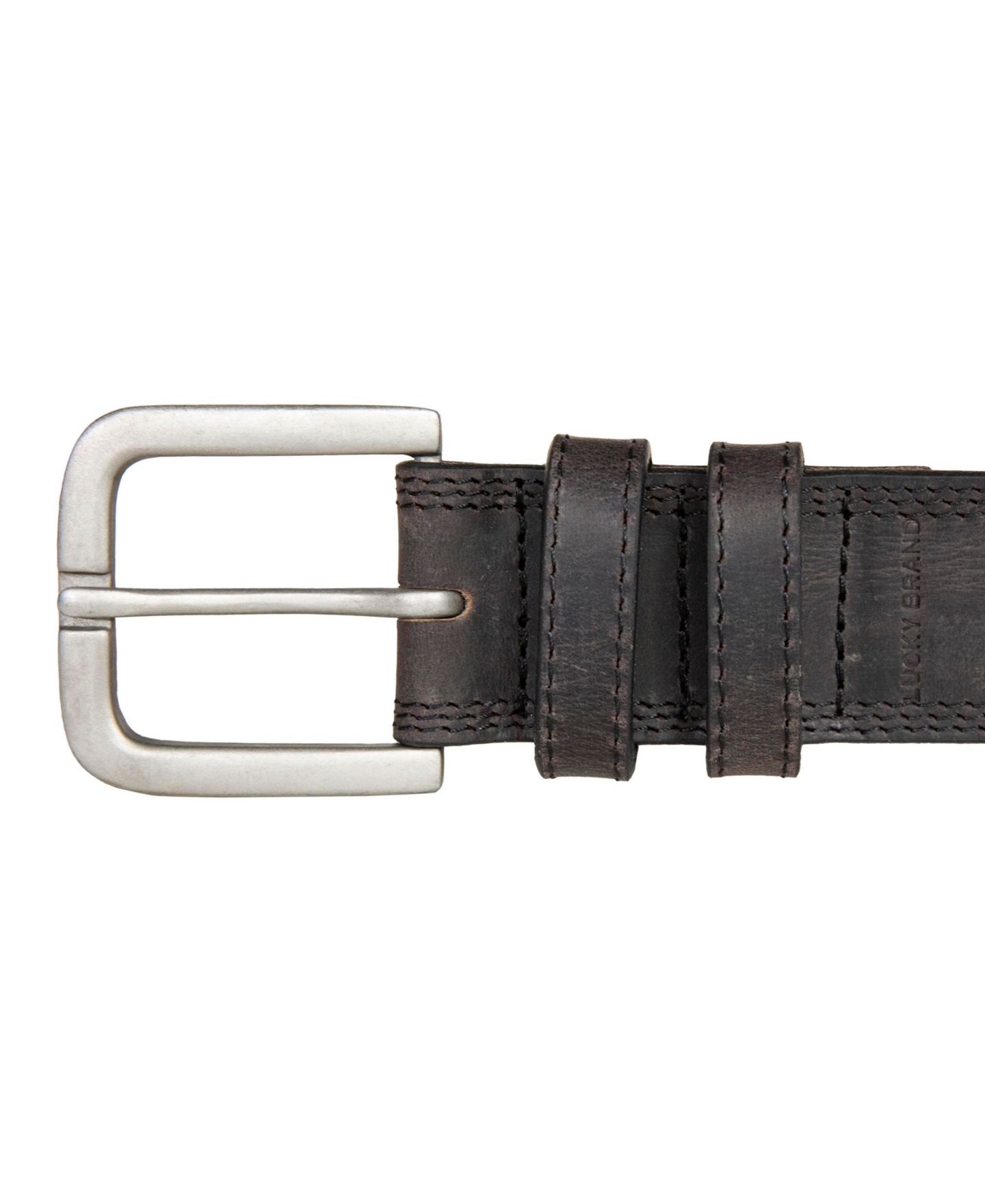 Мужской ремень Lucky Brand Triple Needle Stitched Leather Belt, цвет: Чёрный — фото 2