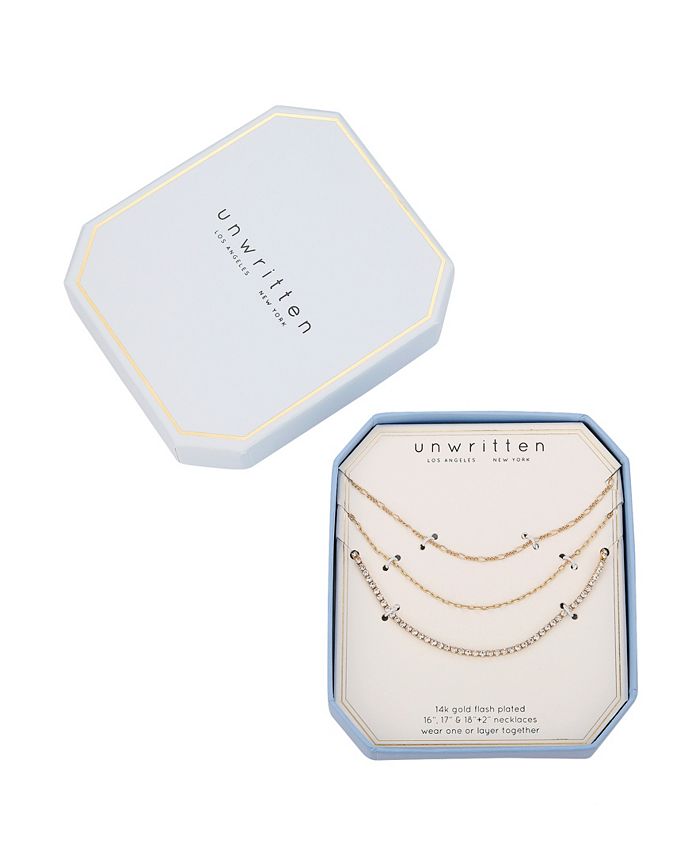 Unwritten Multi Crystal and Chain Necklace Set, 3 piece - Macy's