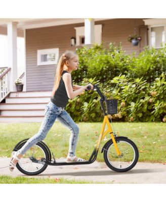 Adjustable Kick Scooter Inflatable Wheels, Brake, Storage & Mudguard