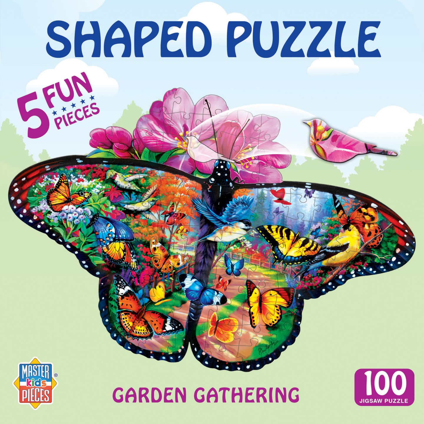 Детский пазл MasterPieces Puzzles MasterPieces Garden Gathering - 100 Piece Shaped Jigsaw Puzzle, цвет: Разноцветный — фото 1