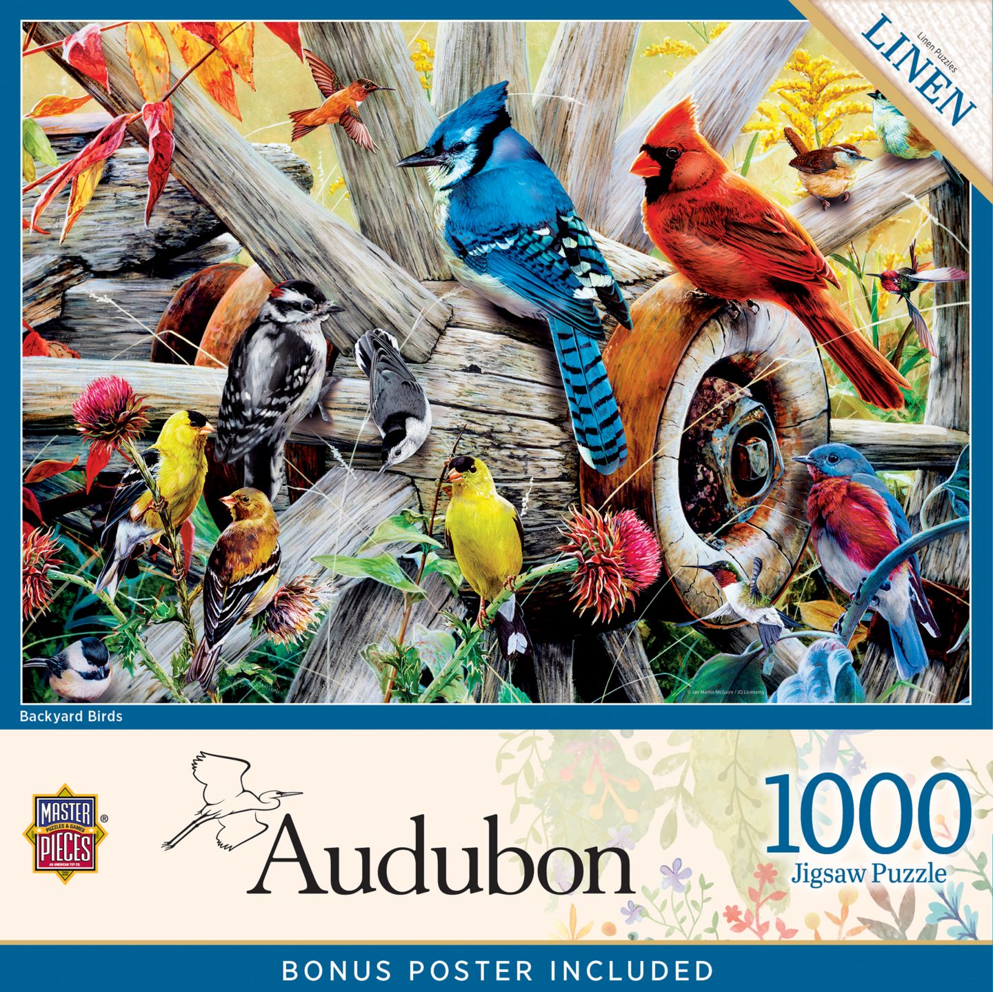 Детский пазл MasterPieces Puzzles Audubon Backyard Birds 1000 Piece Puzzle, Ages 14+, цвет: Разноцветный — фото 1