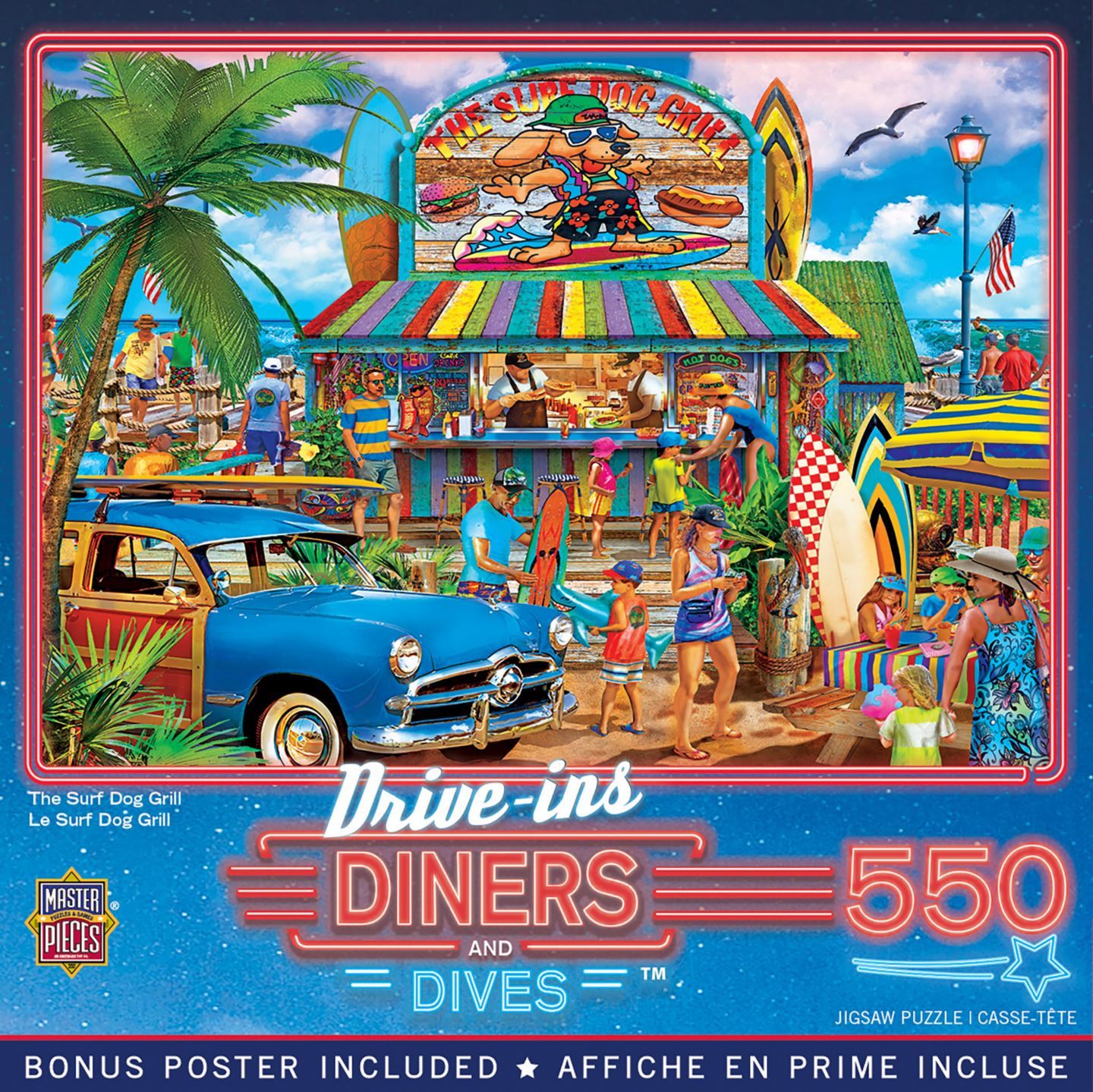 Детский пазл MasterPieces Puzzles The Surf Dog Grill Random Cut 550 Piece Puzzle, Ages 14 & Up, цвет: Разноцветный — фото 1