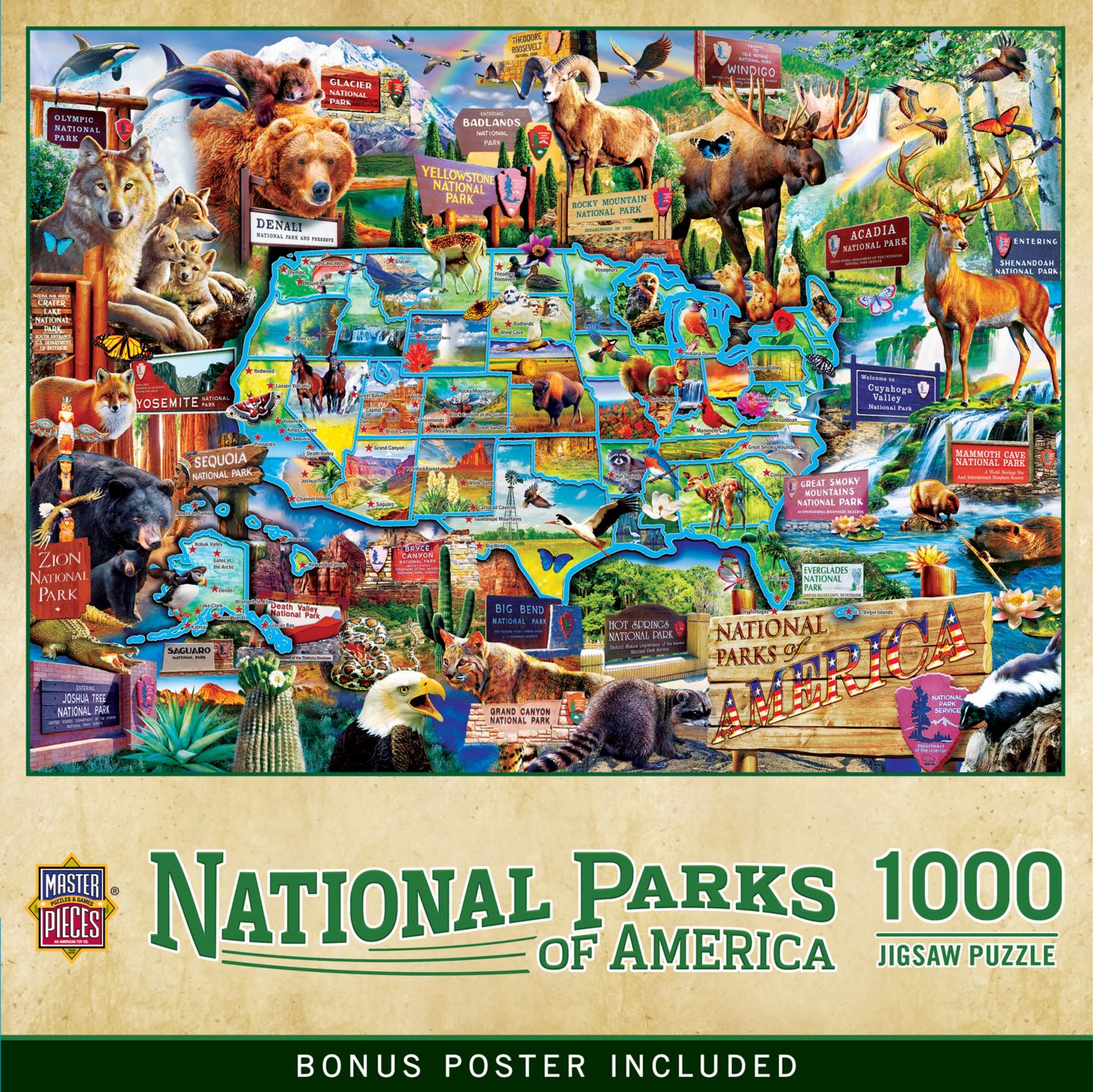 Детский пазл MasterPieces Puzzles MasterPieces National Parks of America 1000 Piece Jigsaw Puzzle, цвет: Разноцветный — фото 1