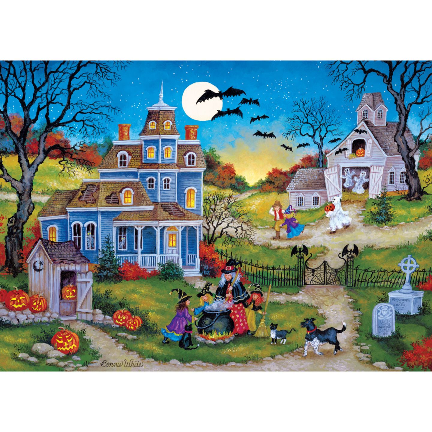 Детский пазл MasterPieces Puzzles MasterPieces Glow in the Dark - Three Little Witches 1000 Piece Puzzle, цвет: Разноцветный — фото 2