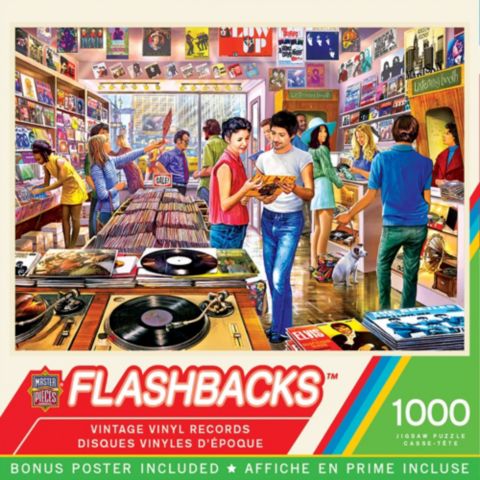 Детский пазл MasterPieces Puzzles Flashbacks Vintage Vinyl Records 1000 Piece Jigsaw Puzzle, от 14 лет, цвет: Разноцветный