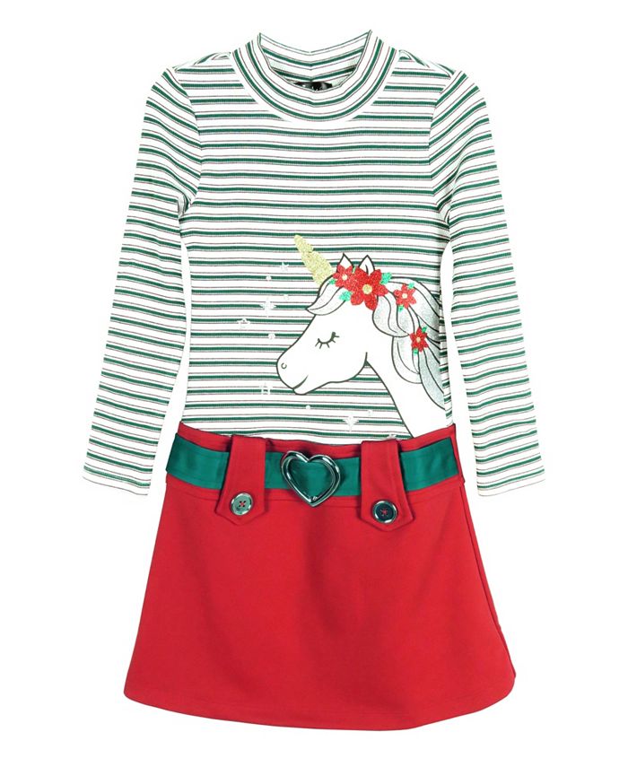Pink Violet Little Girls Striped Glitter Unicorn Dress Macy s