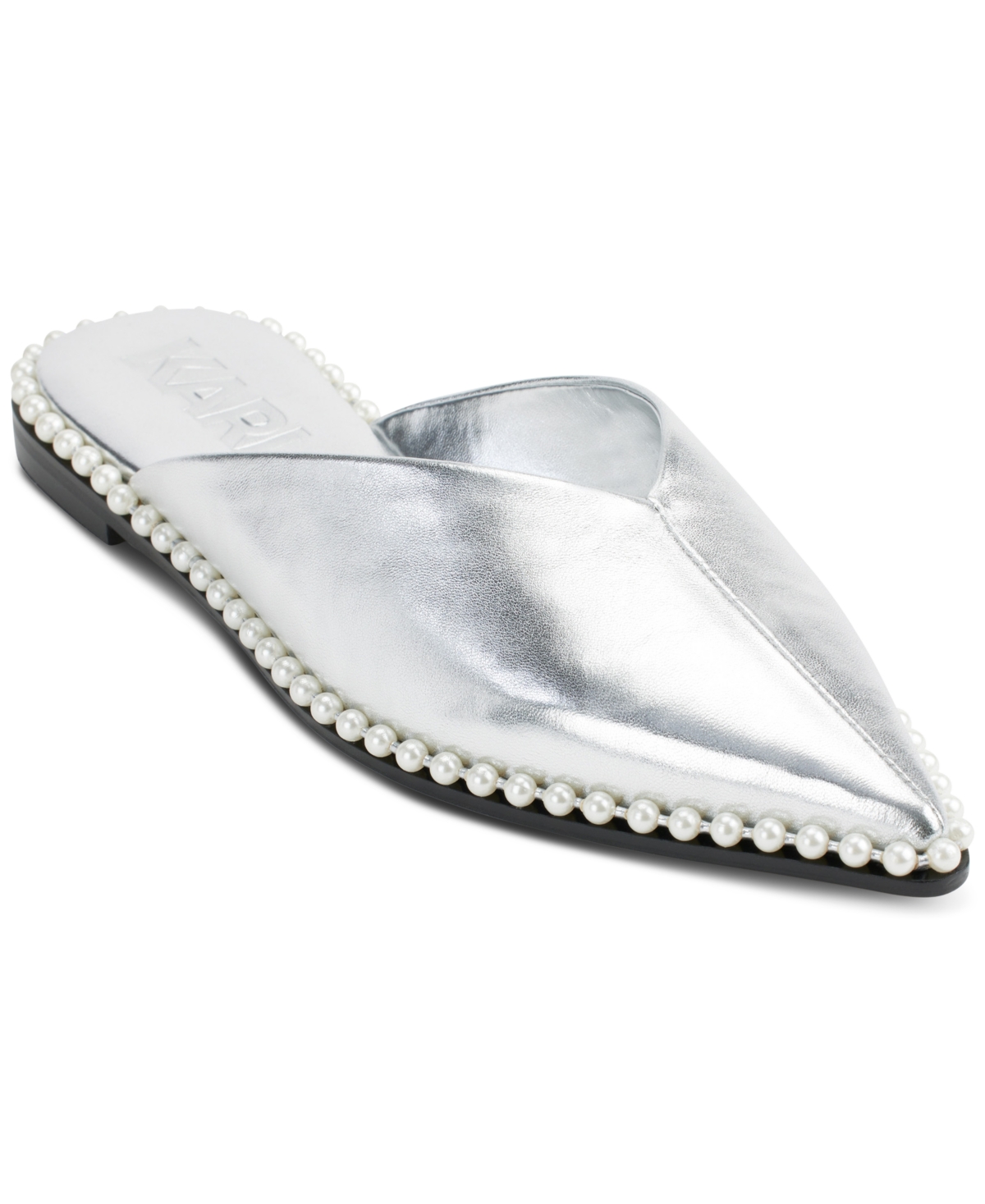 Shop Karl Lagerfeld Women's Vyra Slip-on Mule Flats In Silver