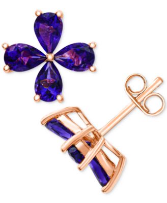 Macy's - Amethyst Flower Stud Earrings (2-5/8 ct. t.w.) in 14k Rose Gold-Plated Sterling Silver