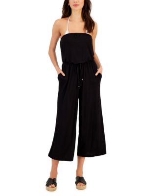 J Valdi Women's Kira Sleeveless Straight-Neck Jumpsuit Cover-Up - Macy's