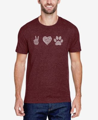 Men's Cotton/Poly Blend Word Art Peace Love Dogs T-shirt