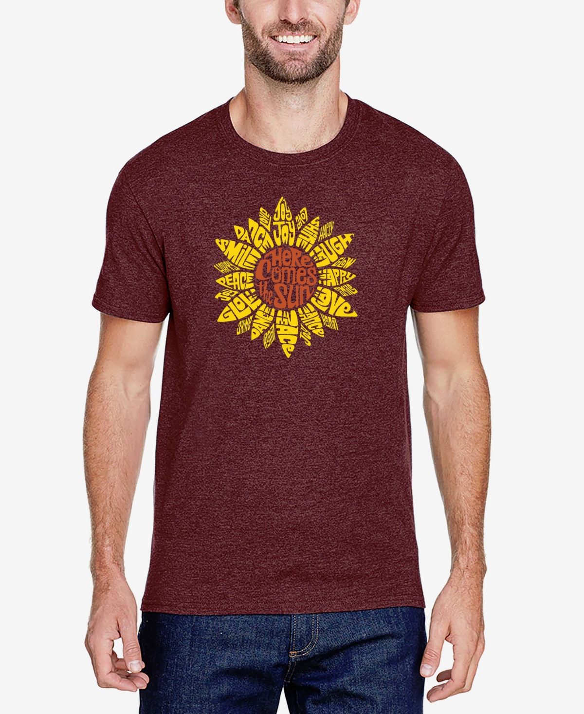 La Pop Art Men's Premium Blend Word Art Sunflower T-shirt