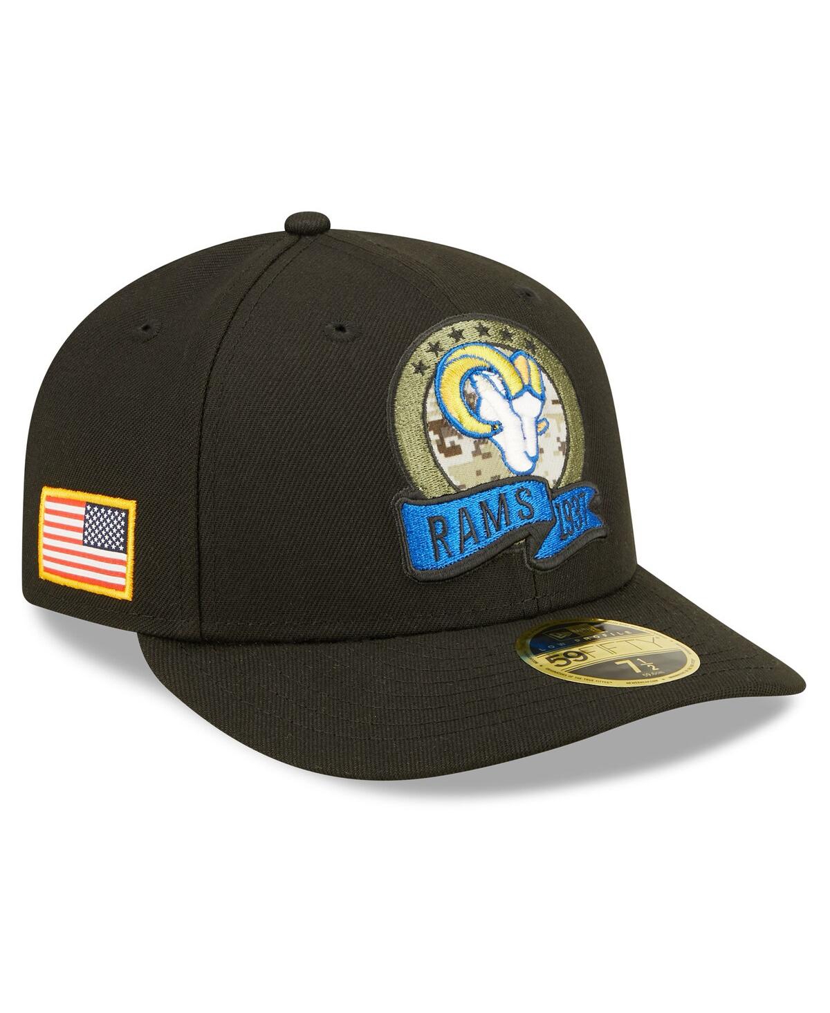Los Angeles Rams New Era Black on Black Low Profile 59FIFTY II Fitted Hat -  Black
