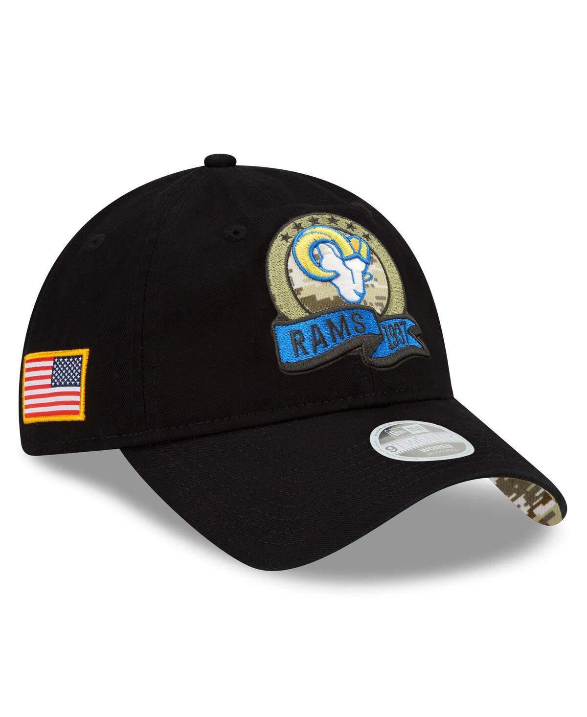 Shop New Era Women's  Black Los Angeles Rams 2022 Salute To Service 9twenty Adjustable Hat