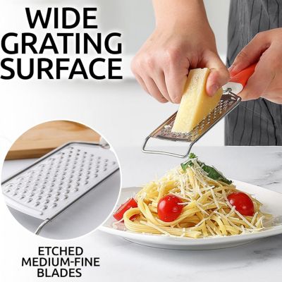 Cheese Grater Stainless Steel - Durable Rust-Proof Metal Lemon Zester Grater With Handle
