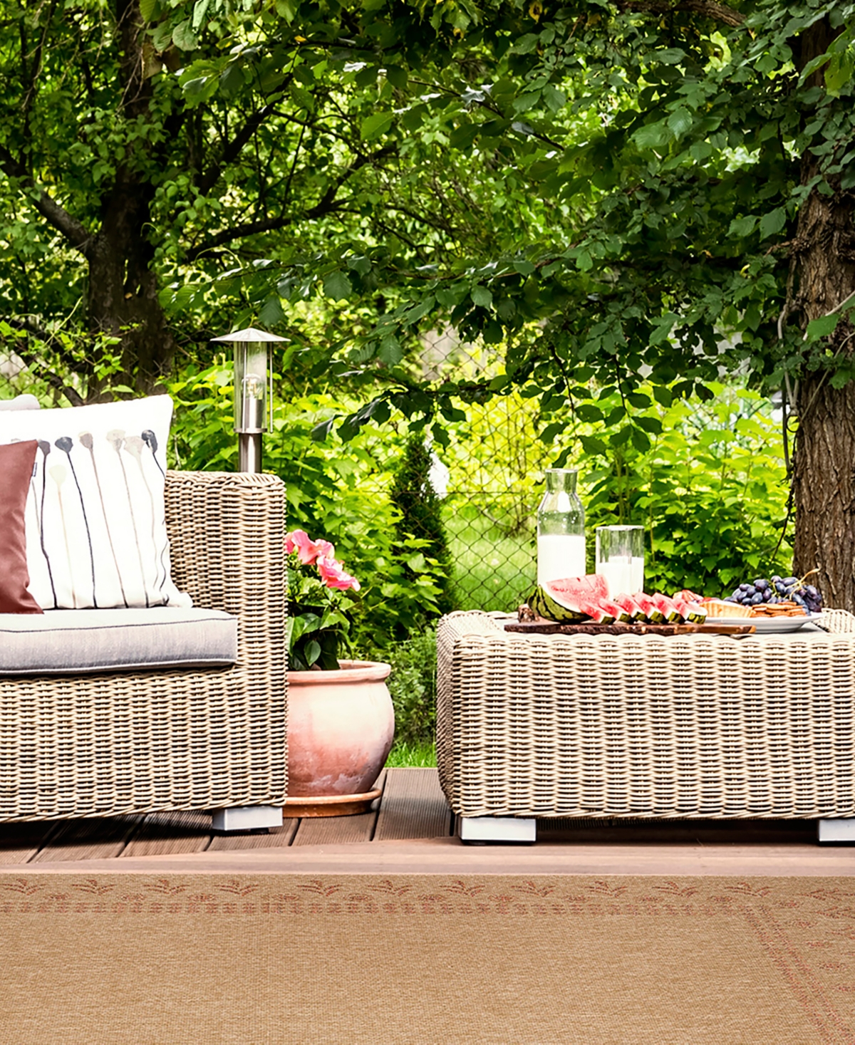 Liora Manne' Sahara Block Print Border Outdoor Area Rug