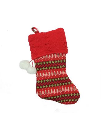 Northlight 19 Red and Green Sweater Knit Decorative Christmas Stocking