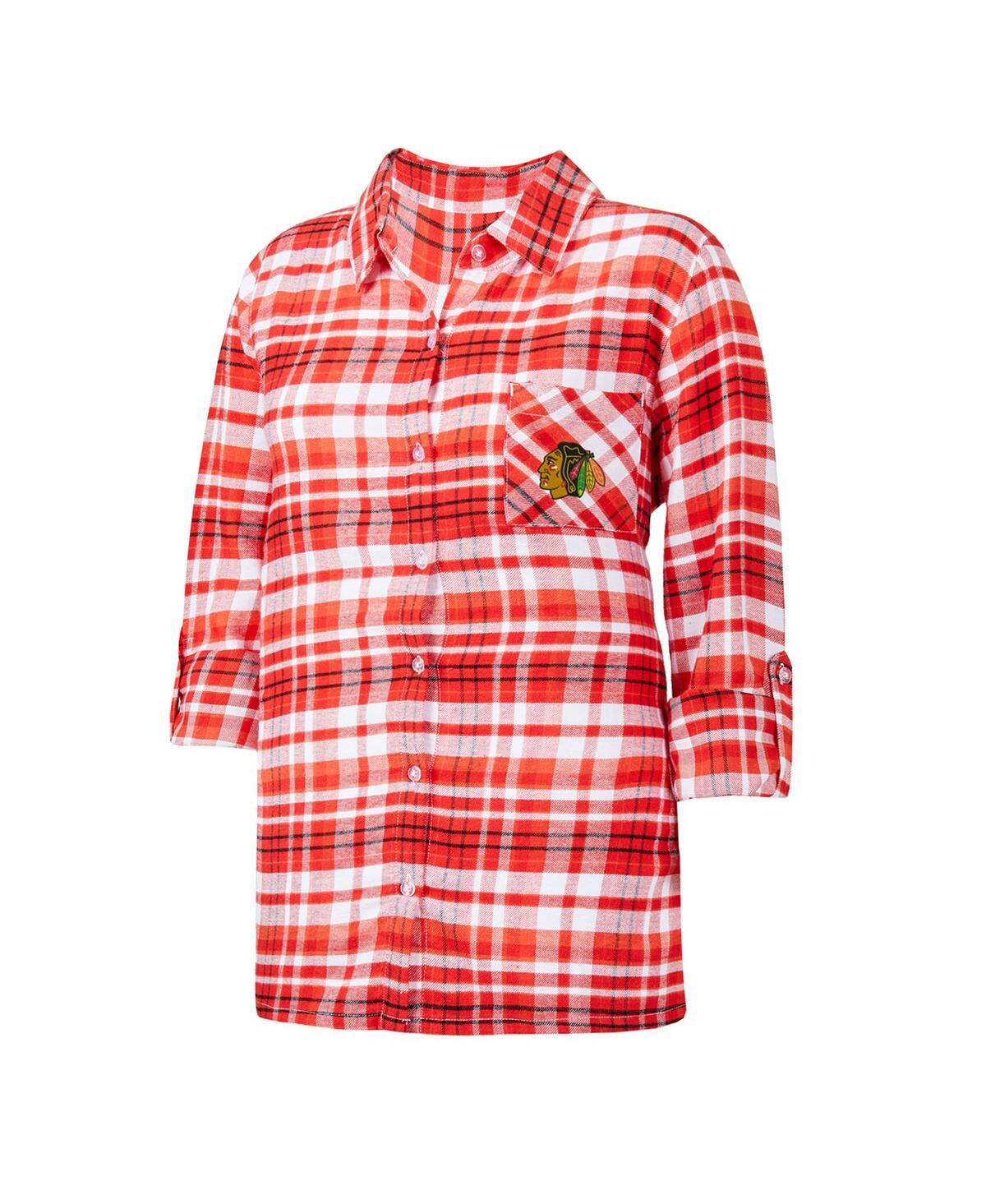 Concepts Sport Women's  Red Washington Capitals Mainstay Flannel Full-button Three-quarter Sleeve Nig