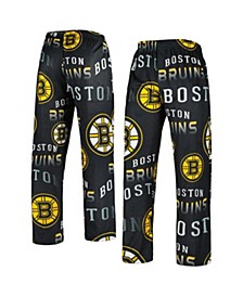 Men's Black Boston Bruins Windfall Allover Microfleece Pajama Pants